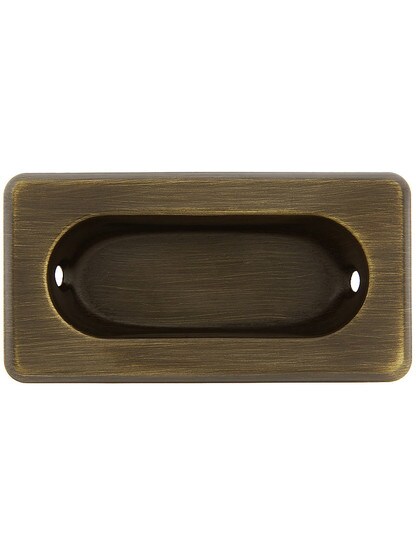 Beveled Edge Recessed Sash Lift in Antique Brass